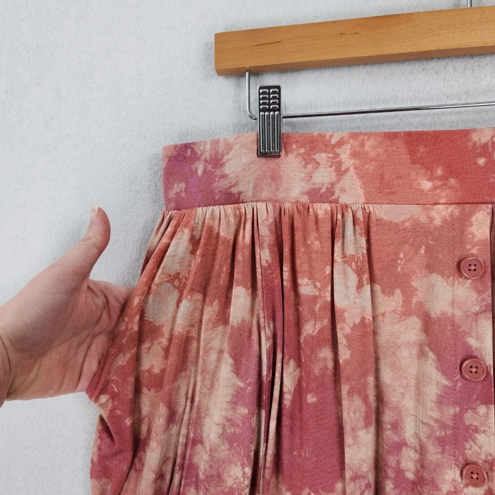 Torrid Skirt Womens 1 Pink Orange 1X Tie Dye Stretch Midi A Line Flowy Casual - Picture 4 of 13